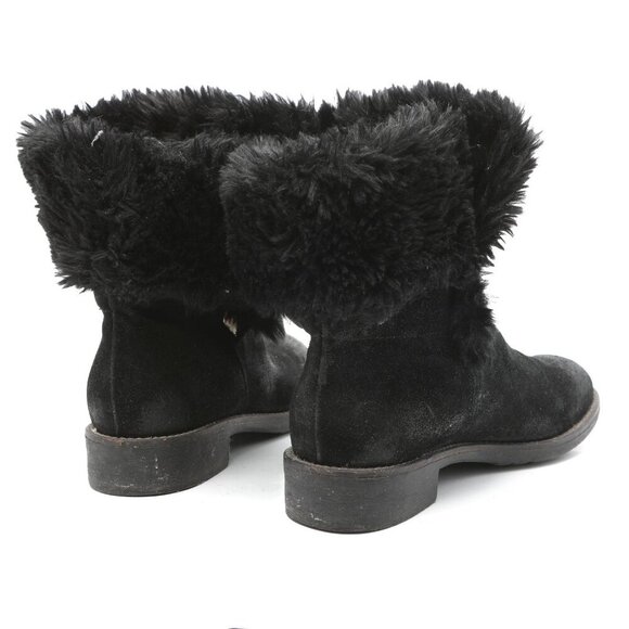 Vintage Bravo Browns Suede Faux Fur Boots Ankle Booties Italy Y2K Black Winter - Picture 7 of 11